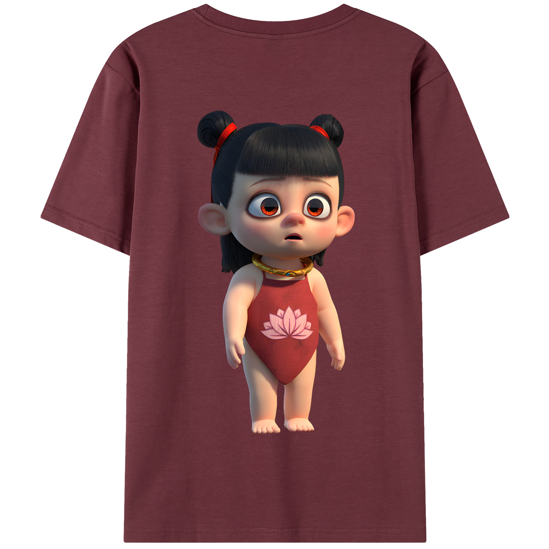 （画像用） Ne Zha 2 ナタ 魔童の大暴れ 綿100％半袖Tシャツ（背面プリント）